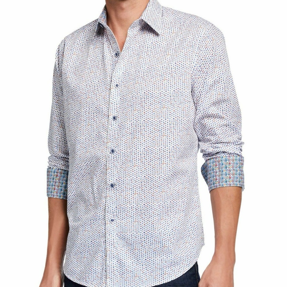 Robert Graham Run In Circles Size Large Button Down Reversible Cuff